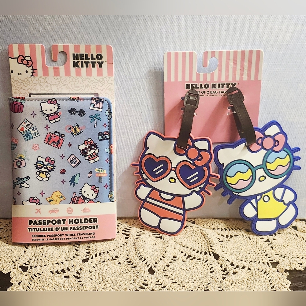 Hello Kitty Blue Passport Holder and Luggage Tag Set